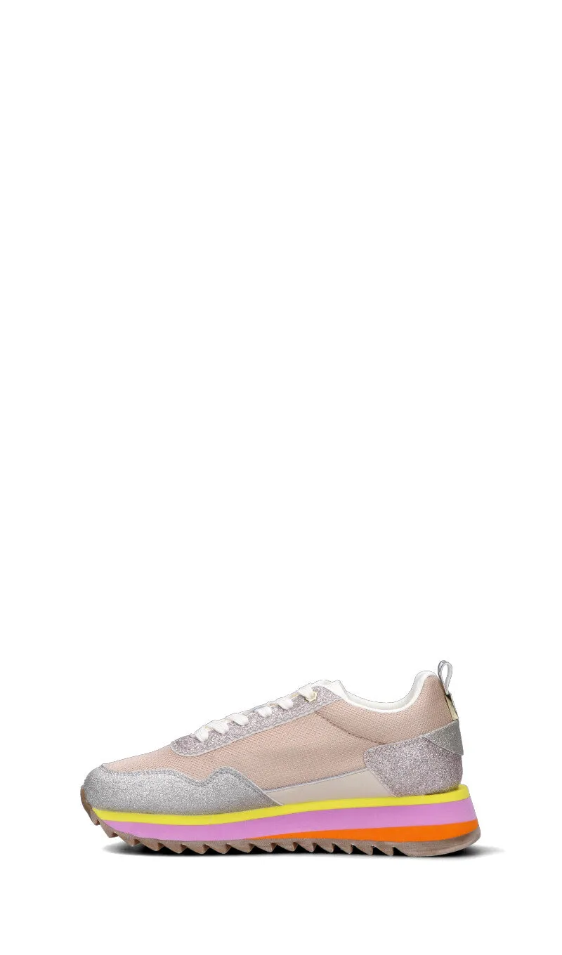 APEPAZZA Sneaker donna beige/argento in pelle