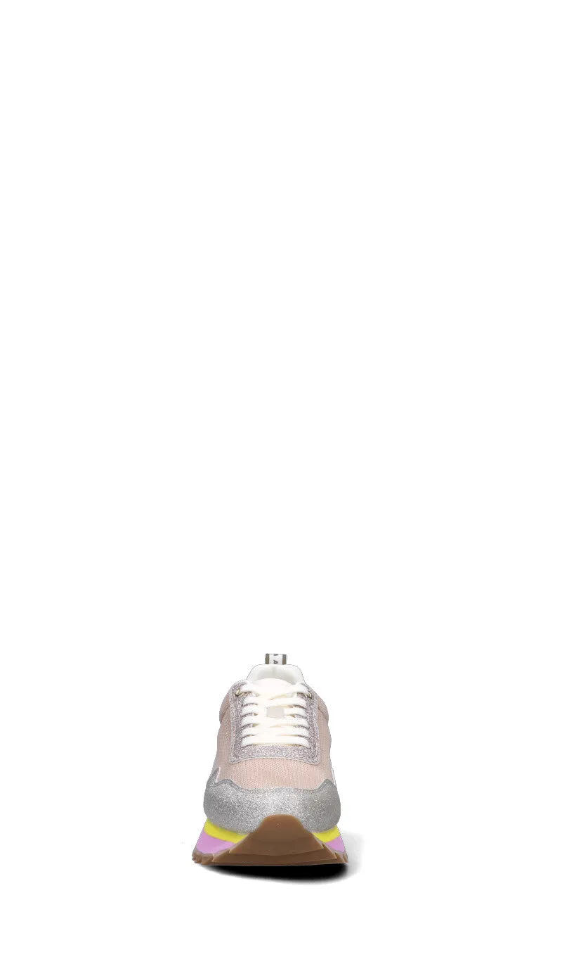 APEPAZZA Sneaker donna beige/argento in pelle