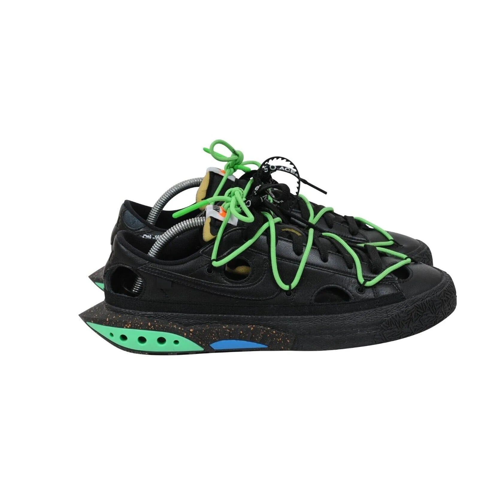 Off White Blazer Low Top US 10 Black Electro Lime Green Leather