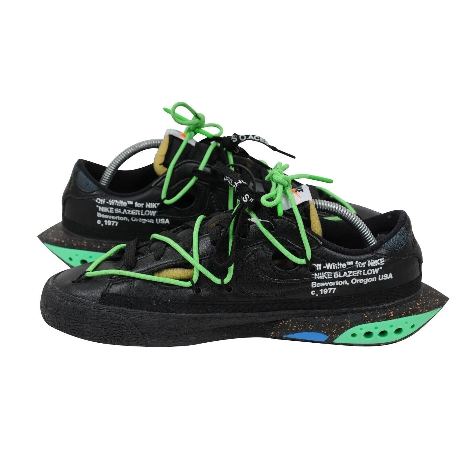 Off White Blazer Low Top US 10 Black Electro Lime Green Leather